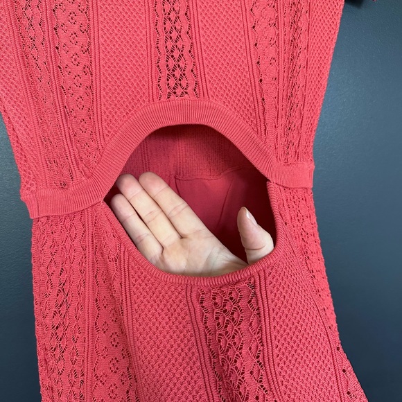 NWT | The Kooples | Red Knit Midi Dress with Cut Out Open Back - Picture 5 of 11